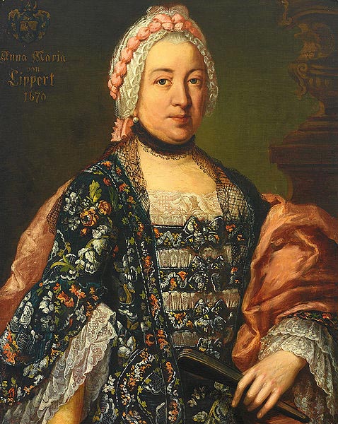 Portrait der Anna Maria von Lippert, mit Wappen und Jahreszahl